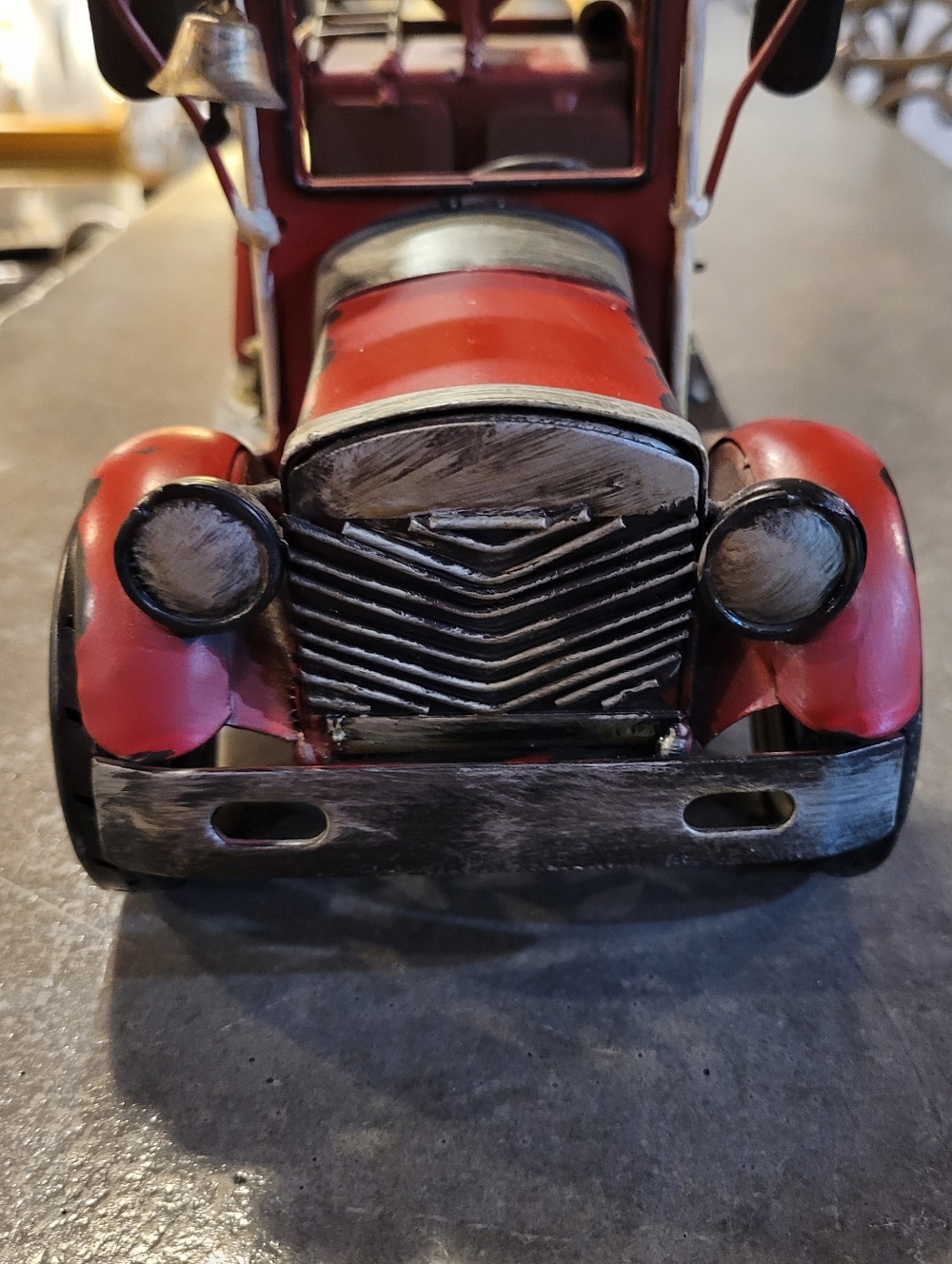Red Fire Truck Retro Style Metal Handcrafted - Picture 9 of 13
